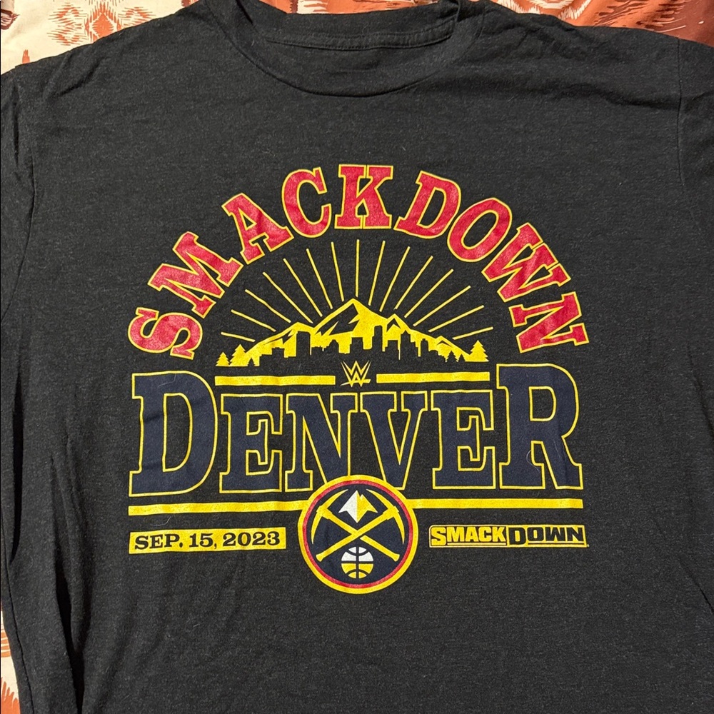 WWE SmackDown Denver Nuggets Black Graphic T-Shirt